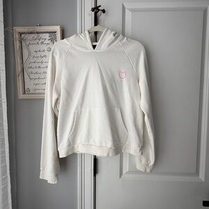 Kittenish Cream Hoodie with Pink Accent